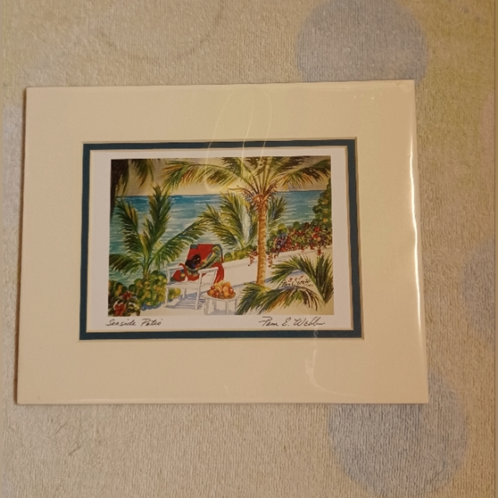 Pam E. Webb "Seaside Patio" Signed Watercolor Print, 1993